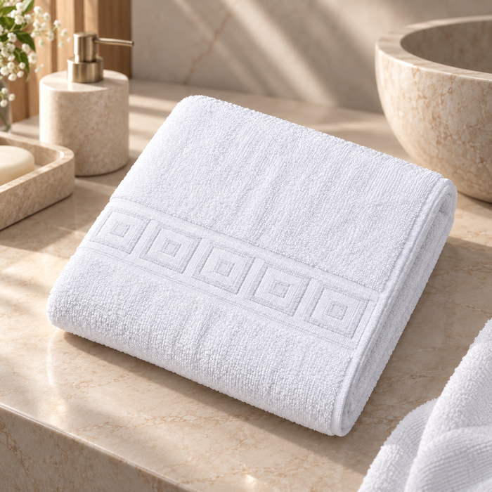 Serviette blanche 45x90 cm dans une salle de bain luxe