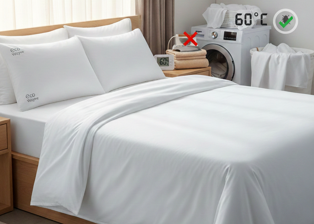 Punaises de lit sur un lit et linge propre comme ligne de défense contre infestation