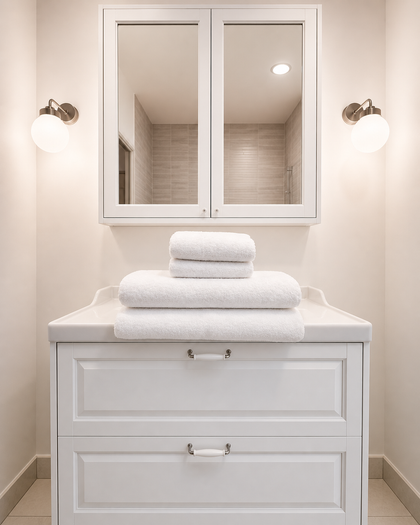 Drap de bain 100x150 qualité hôtel de luxe plié sur porte-serviette - Ecowayve
