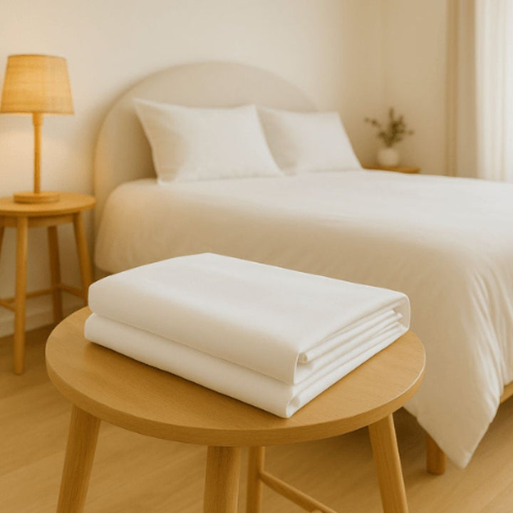 Drap Plat blanc professionnel – Polycoton – Linge d’Hôtel Haut de Gamme - Eco Wayve