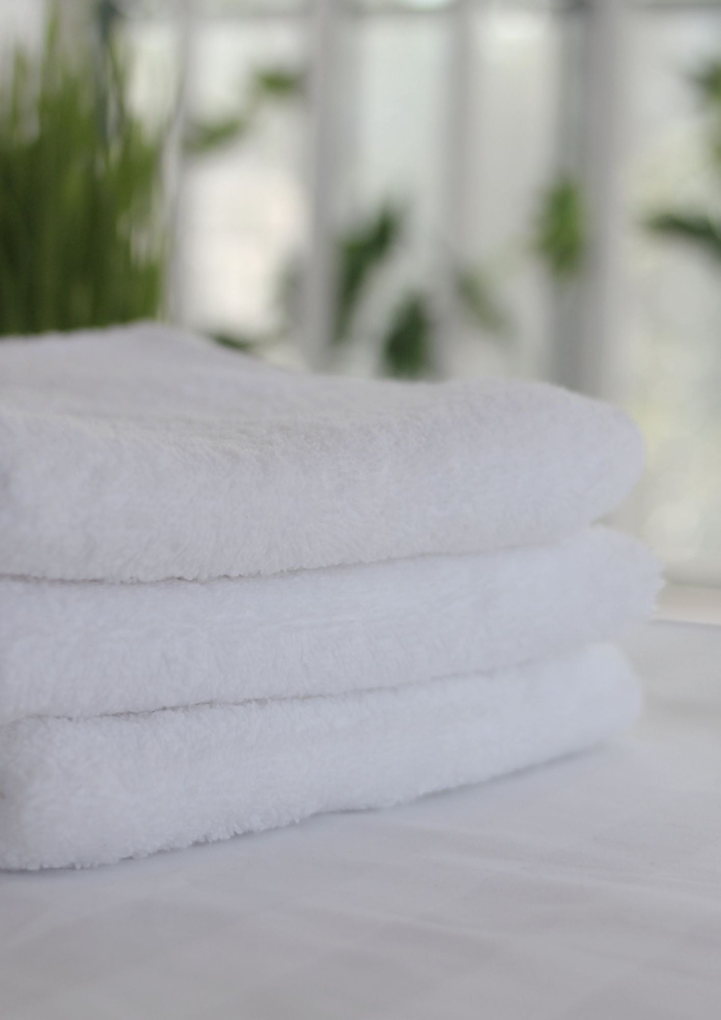  Lot de serviettes de bain hôtelières 70x140 polycoton blanc premium reconditionnées