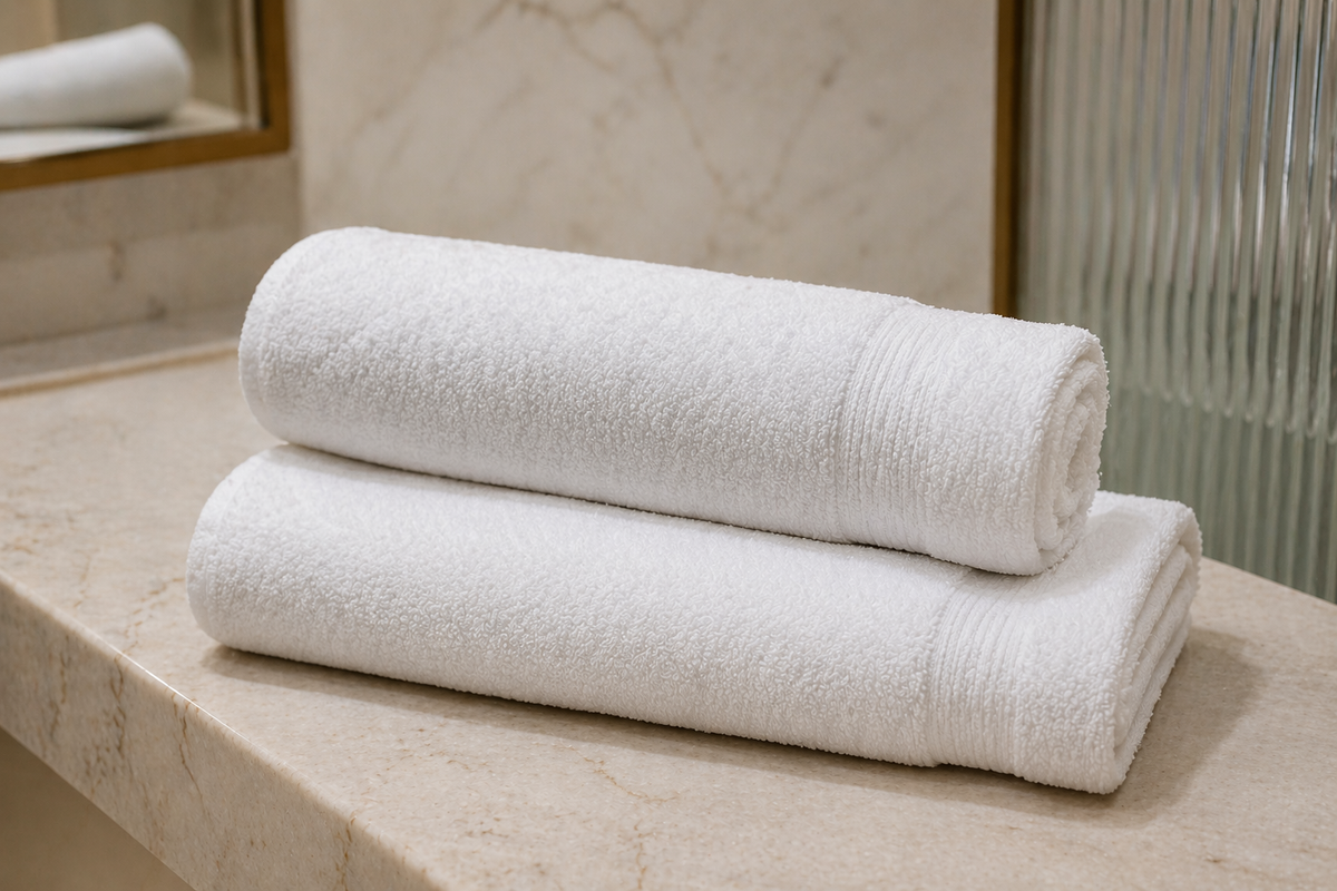 Serviette de toilette 45x90 hôtel luxe en polycoton premium blanc - Ecowayve