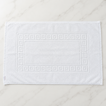 Tapis de bain blanc premium à motif carré